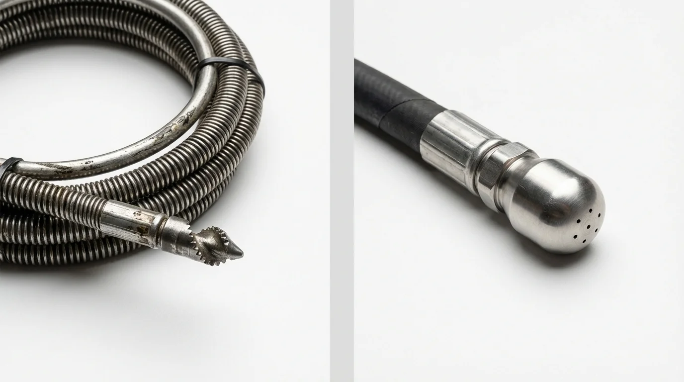 Drain snake cable and hydro jetting nozzle used for drain cleaning in Waialua, HI
