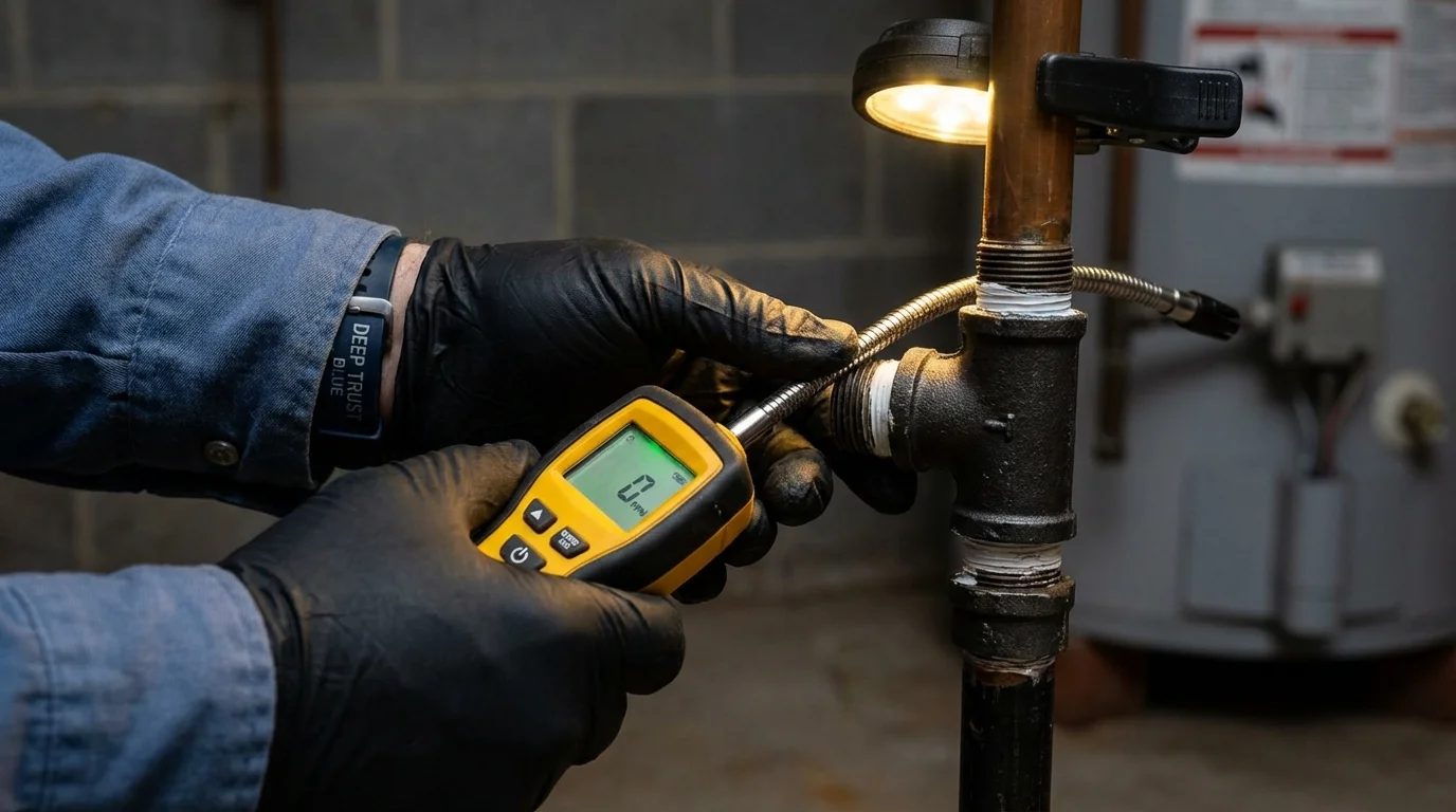 Gas leak detection with electronic sniffer by Johns Plumbing LLC in Waialua