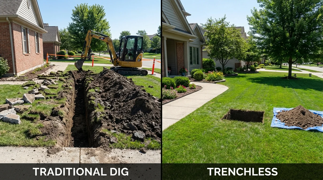 Trenchless sewer repair with minimal yard damage versus traditional excavation in Waialua, HI